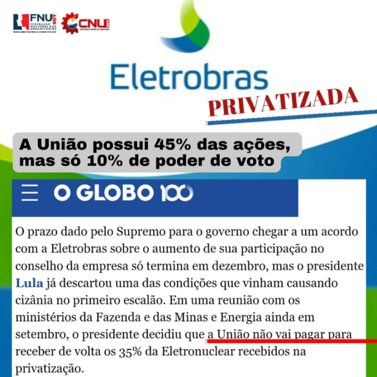 União não vai pagar para receber de volta os 35% da Eletronuclear recebidos na privatização